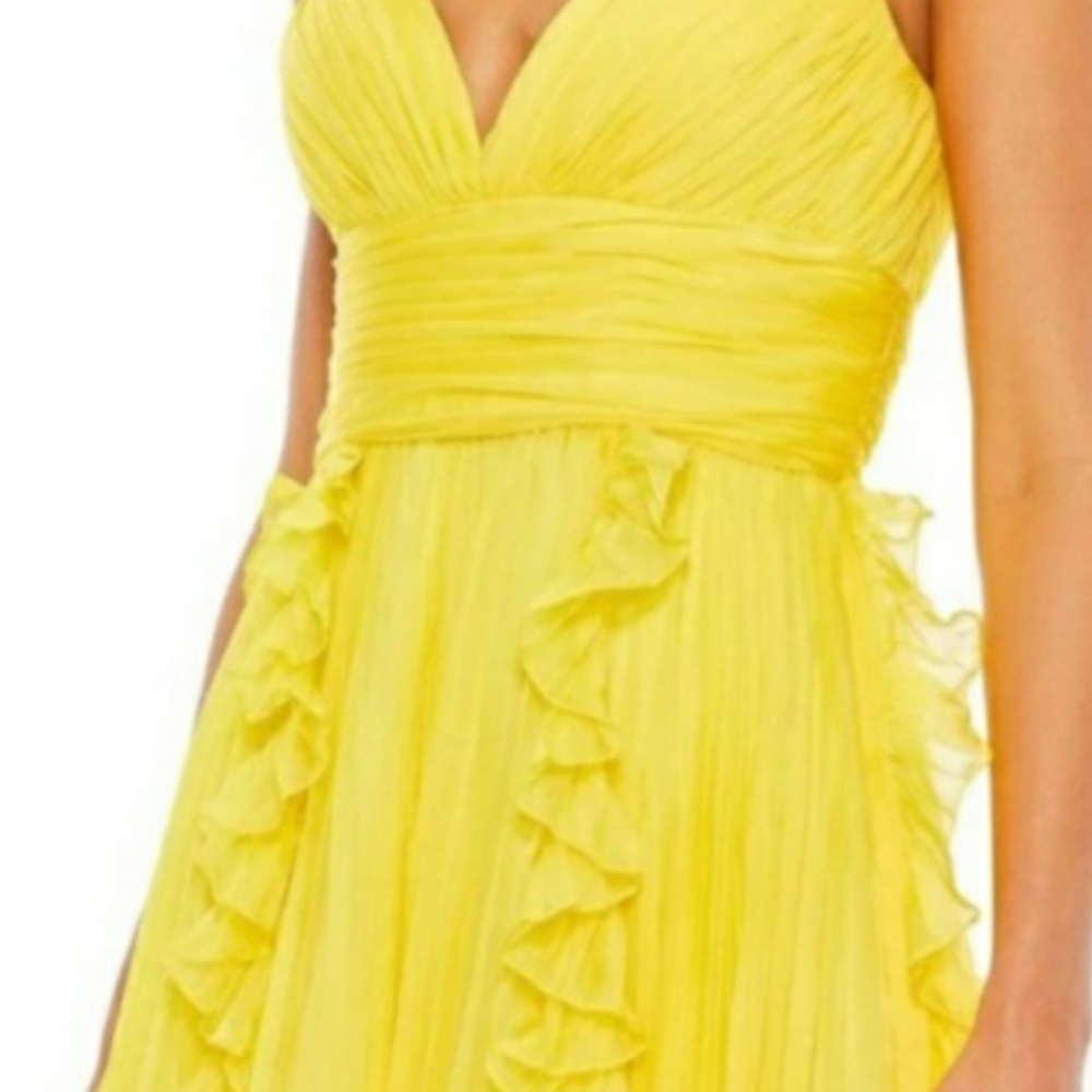 Mac Duggal Ruffle/Pleated Yellow Dress - Picture 3 of 8